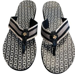 Tory Burch Black and Gray Sandals
